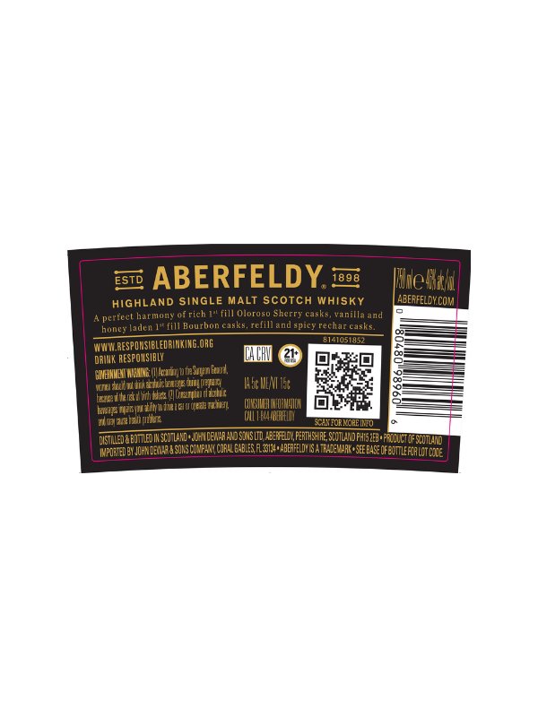 Aberfeldy 21 Year Old Highland Single Malt Scotch Whisky Single Malt Scotch Whisky Aberfeldy   