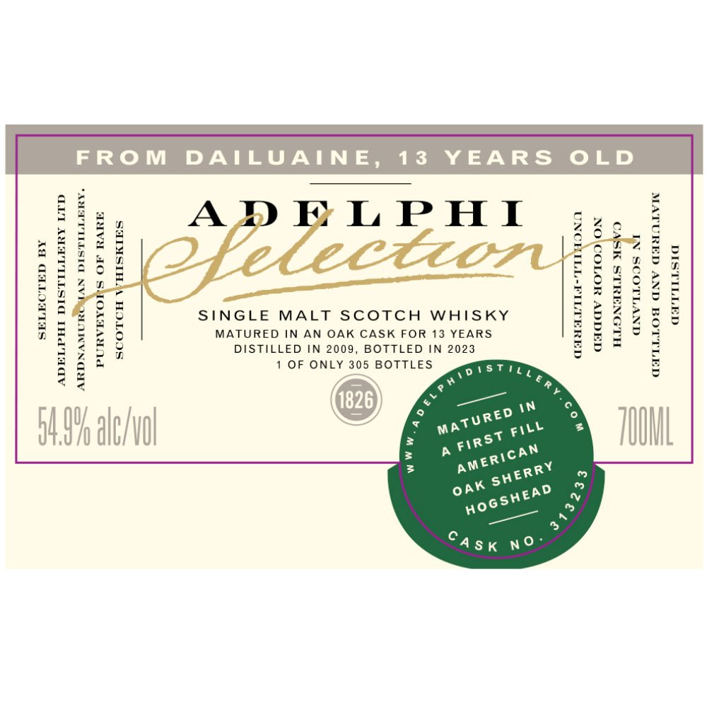 Adelphi Selection Dailuaine 13 Year Old 2009 Scotch Adelphi Selections   