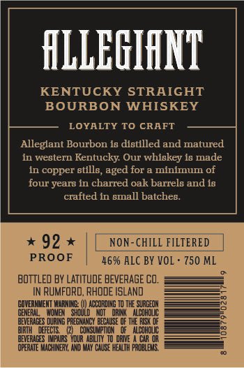 Allegiant Kentucky Straight Bourbon Whiskey Aged 4 Years 750ml  Allegiant   