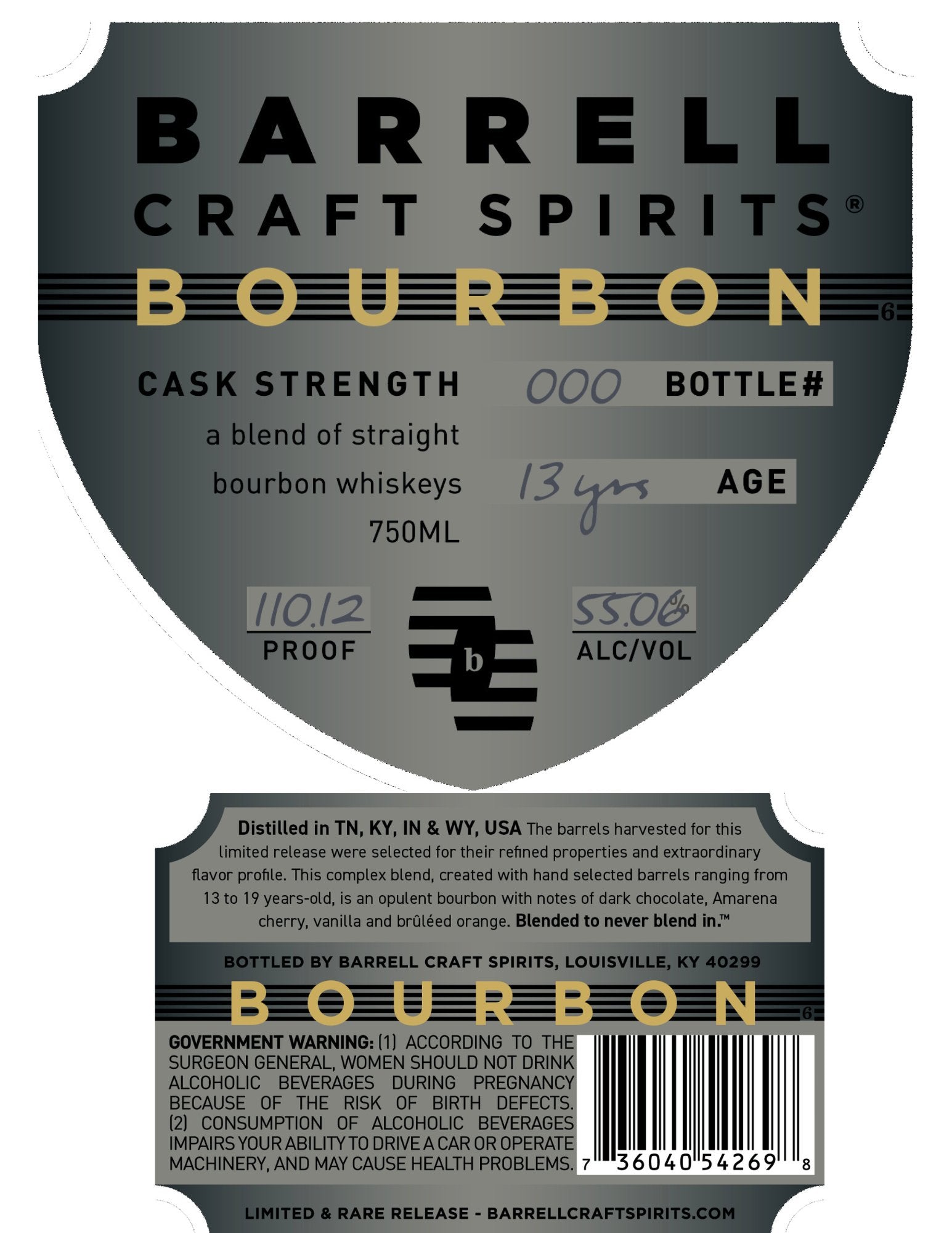 Barrell Craft Spirits Grey Label 13 Year  Barrell Craft Spirits   