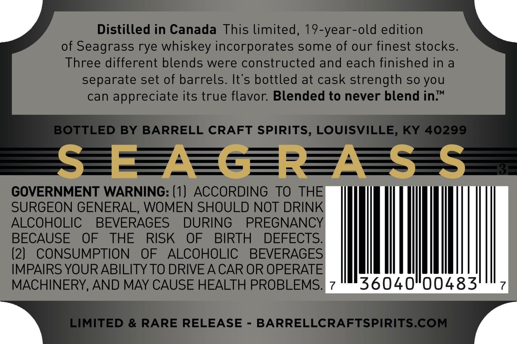 Barrell Craft Spirits Seagrass 19 Year Old Rye Rye Whiskey Barrell Craft Spirits   