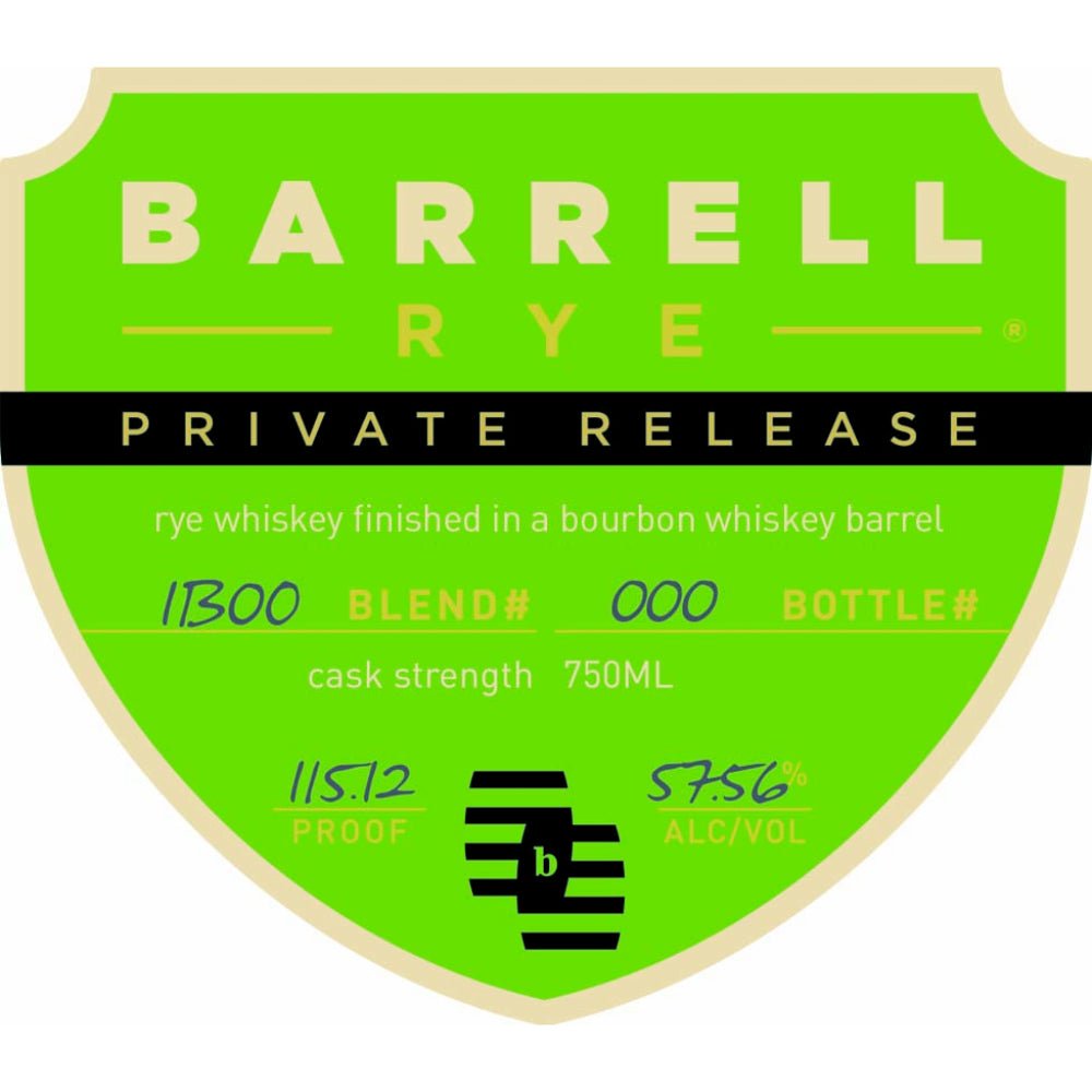 Barrell Rye Private Release Bourbon Barrel Finished Rye Whiskey Barrell Craft Spirits   