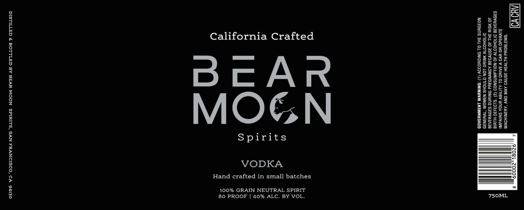 Bear Moon Spirits Vodka  Main Street Liquor   