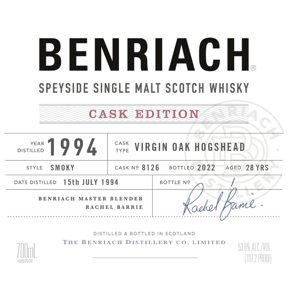 Benriach Cask Edition 1994 Cask No. 8126 Scotch BenRiach   