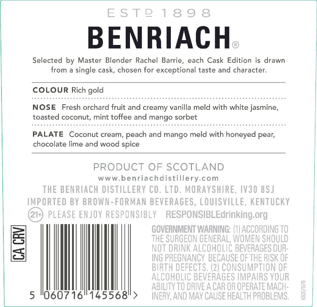 Benriach Cask Edition 1998 Cask No. 1994 Scotch BenRiach   