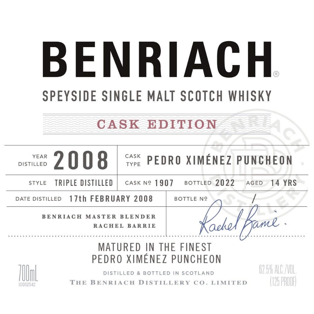 Benriach Cask Edition 2008 Cask No. 1907 Scotch BenRiach   