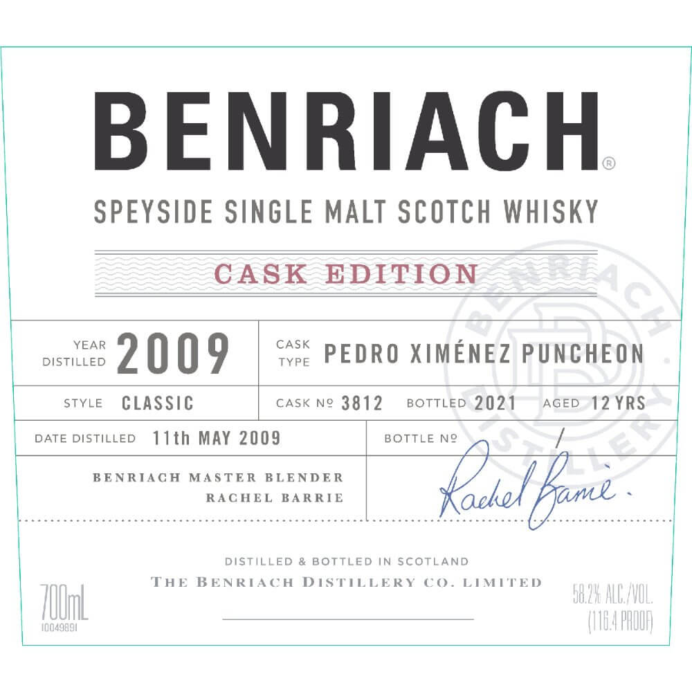 Benriach Cask Edition 2009 Cask No. 3812 Scotch BenRiach