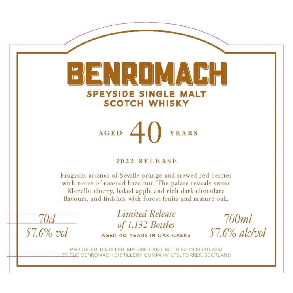 Benromach 40 Year Old 2022 Release Scotch Benromach   