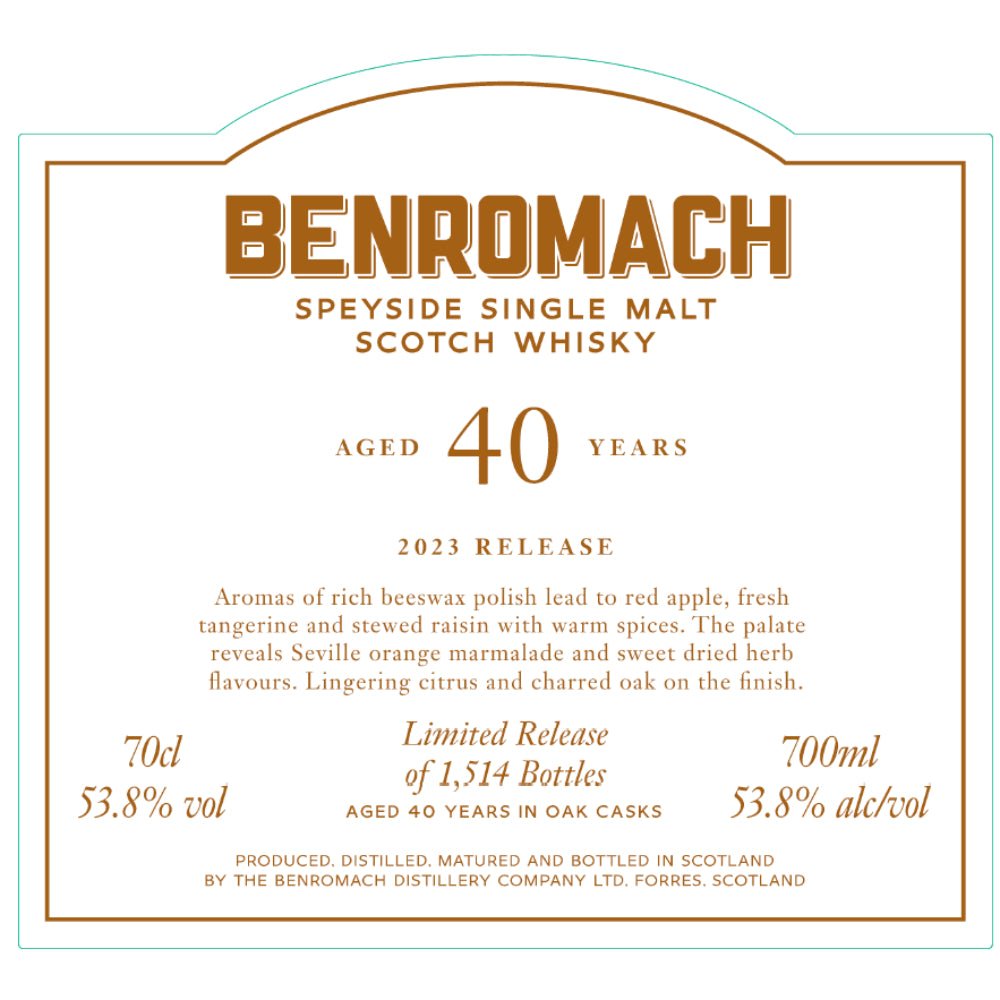 Benromach 40 Year Old 2023 Release Scotch Benromach   