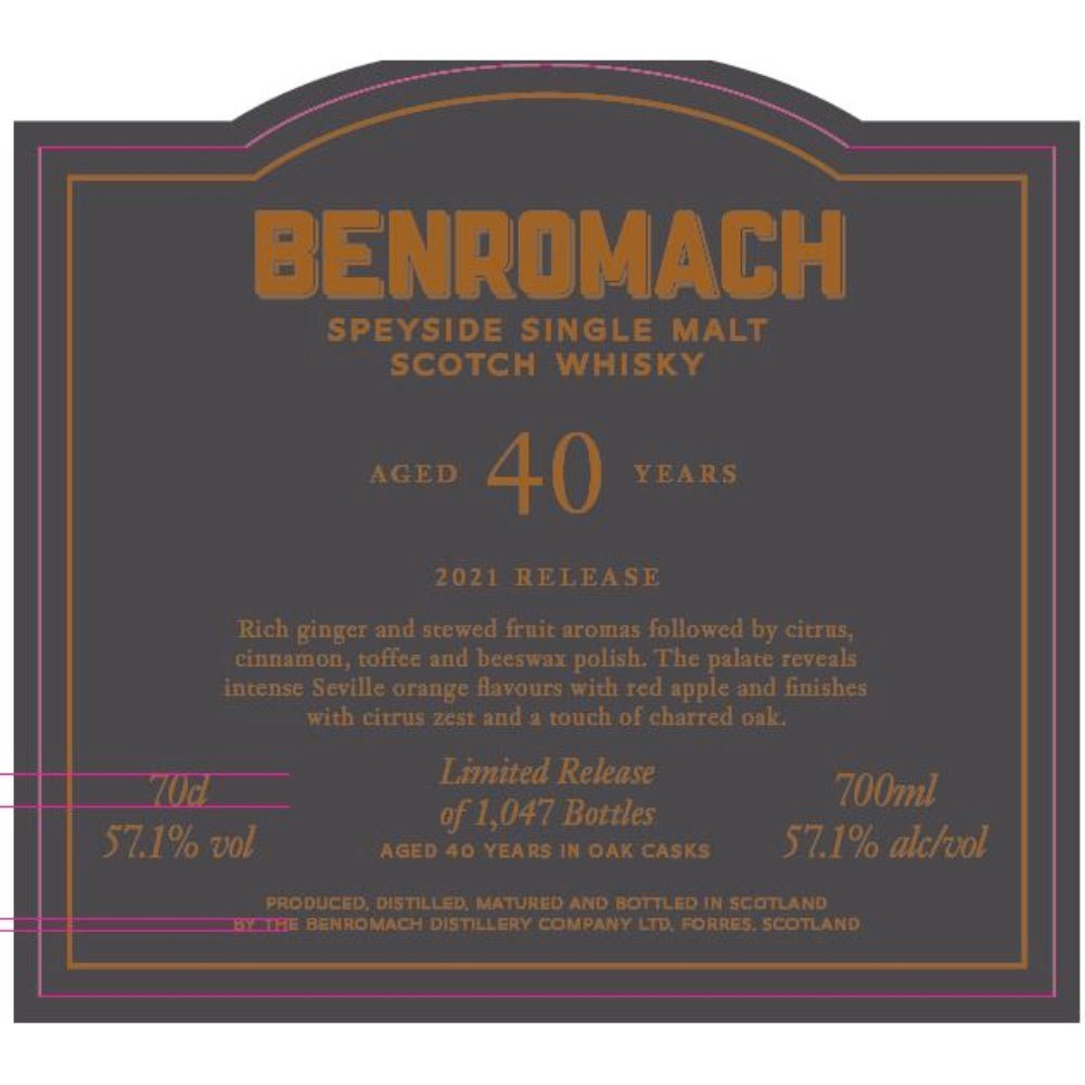 Benromach 40 Year Single Malt Scotch 2021 Release Scotch Benromach   