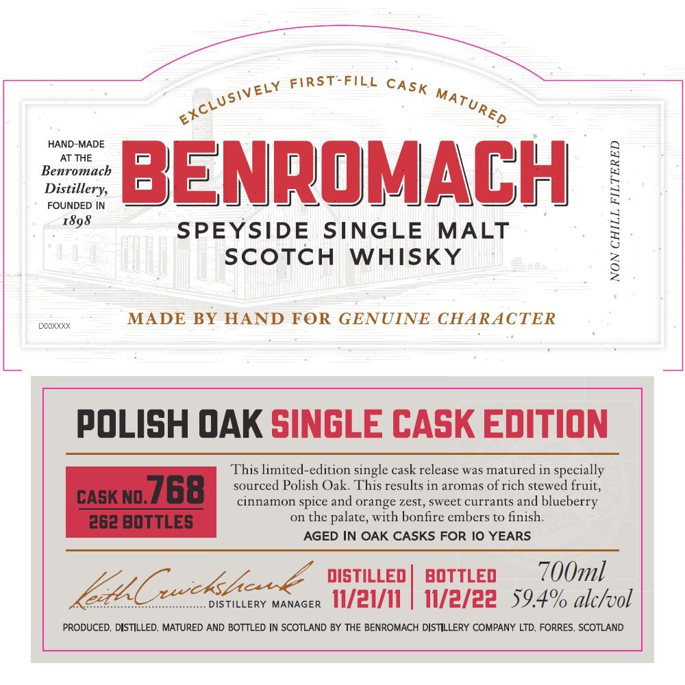Benromach Polish Oak Single Cask #768 Scotch Benromach   