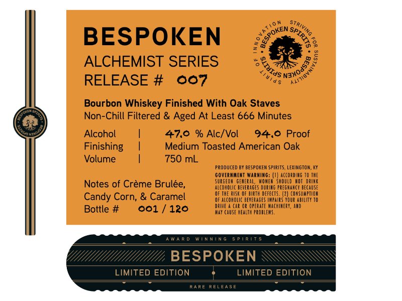 Bespoken Alchemist Series Release #007 Bourbon Whiskey - Oak Stave Finish Bourbon Whiskey Bespoken Spirits   