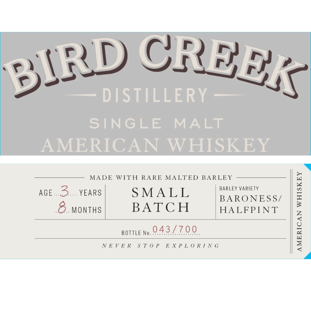 Bird Creek Small Batch American Single Malt Whiskey Single Malt Whiskey Bird Creek Distillery   