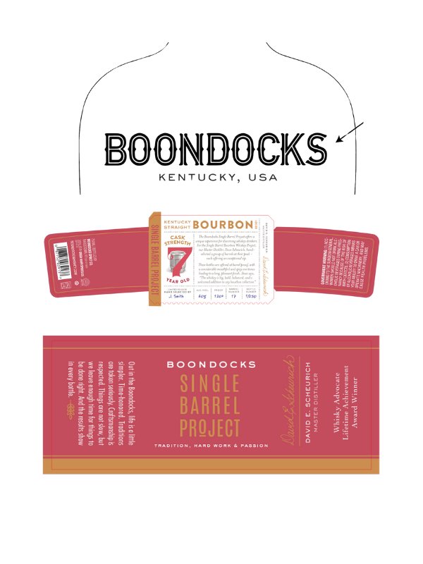 Boondocks Single Barrel Project Kentucky Straight Bourbon - 7 Year Cask Strength Bourbon Whiskey Boondocks Spirit Co.   