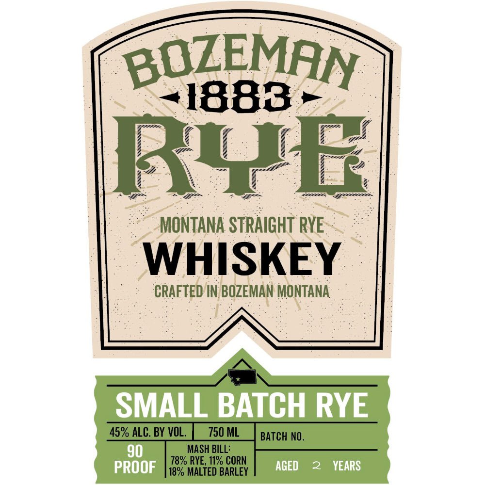 Bozeman 1883 Small Batch Straight Rye Rye Whiskey Bozeman Spirits