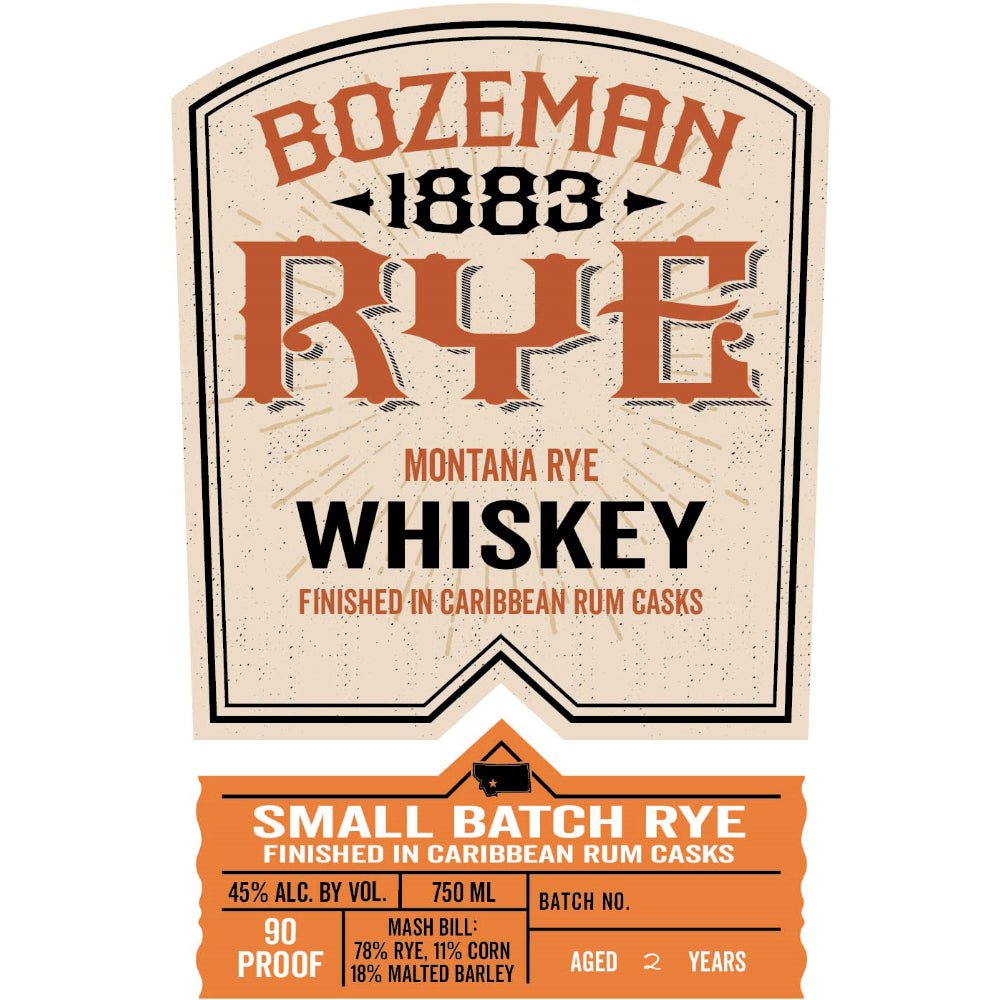 Bozeman 1883 Small Batch Straight Rye Finished in Rum Casks Rye Whiskey Bozeman Spirits