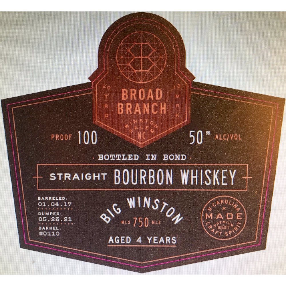 Broad Branch Big Winston Bourbon Bottled In Bond Bourbon Broad Branch Distillery