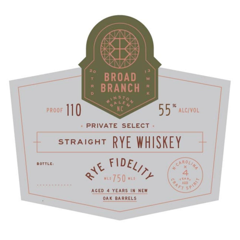 Broad Branch Private Select Rye Fidelity Rye Whiskey Broad Branch Distillery