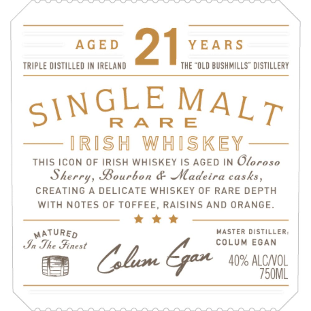 Bushmills 21 Year Old Single Malt Rare Irish whiskey Bushmills