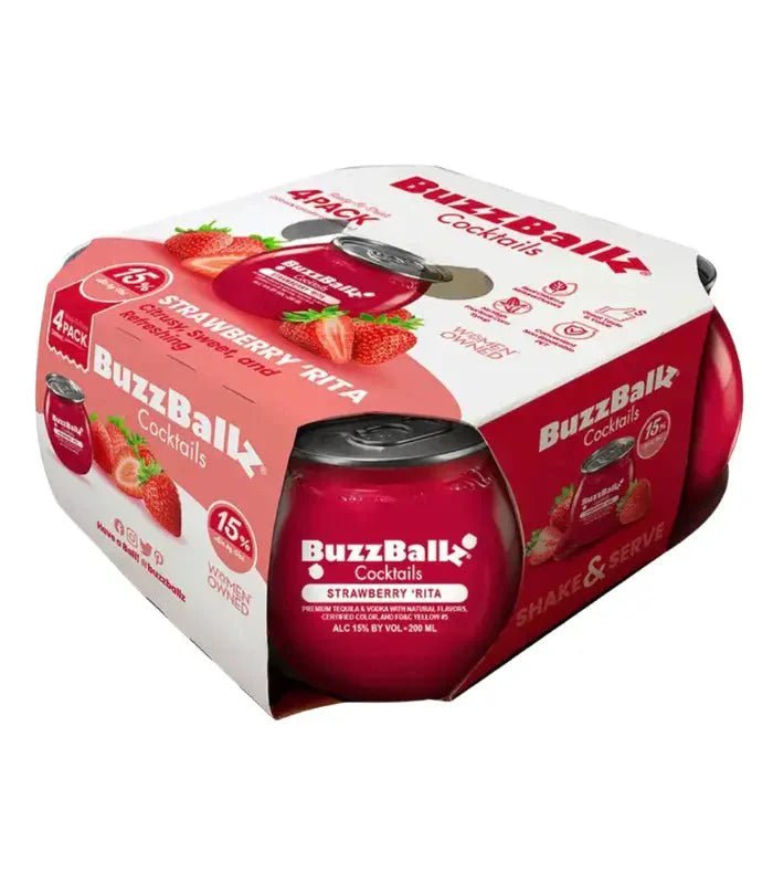 Buzzballz Strawberry 'RIta Pre-Mixed Cocktails 4-Pack Liqueur Buzzballz   