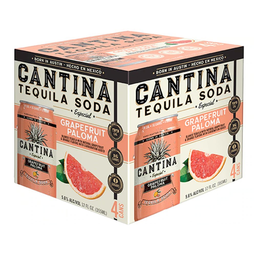 Cantina Grapefruit Paloma Tequila Soda 4pk Canned Cocktails Canteen Spirits   