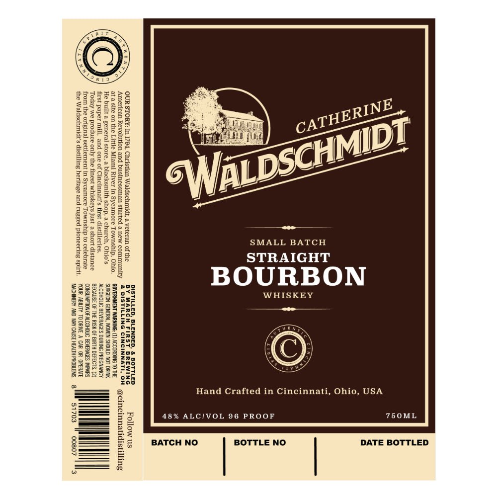 Catherine Waldschmidt Small Batch Straight Bourbon Bourbon Cincinnati Distilling   