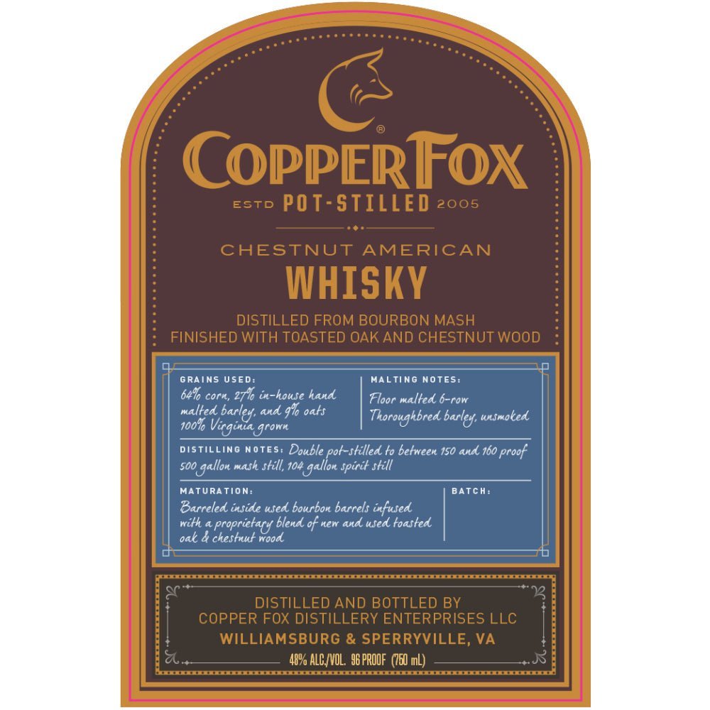 Copper Fox Chestnut American Whisky American Whiskey Copper Fox Distillery   