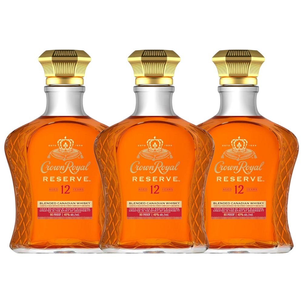 Crown Royal Reserve 12 Year Blended Canadian Whisky 3-Pack Whiskey Crown Royal