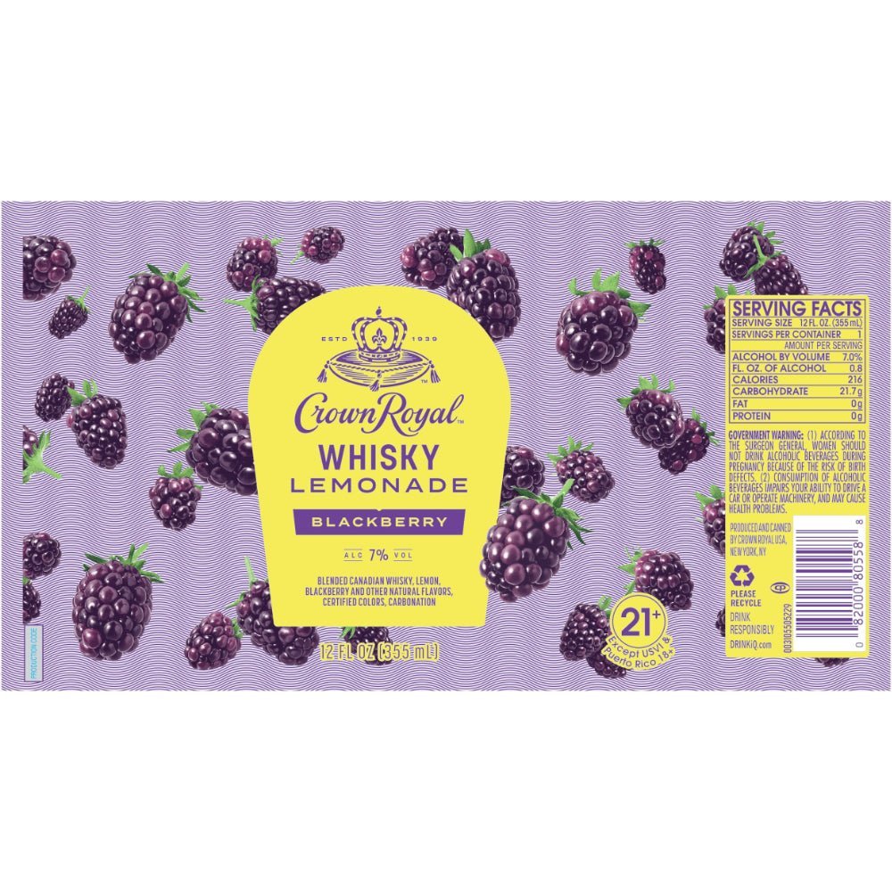 Crown Royal Whisky Lemonade Blackberry Canned Cocktail Ready-To-Drink Cocktails Crown Royal   