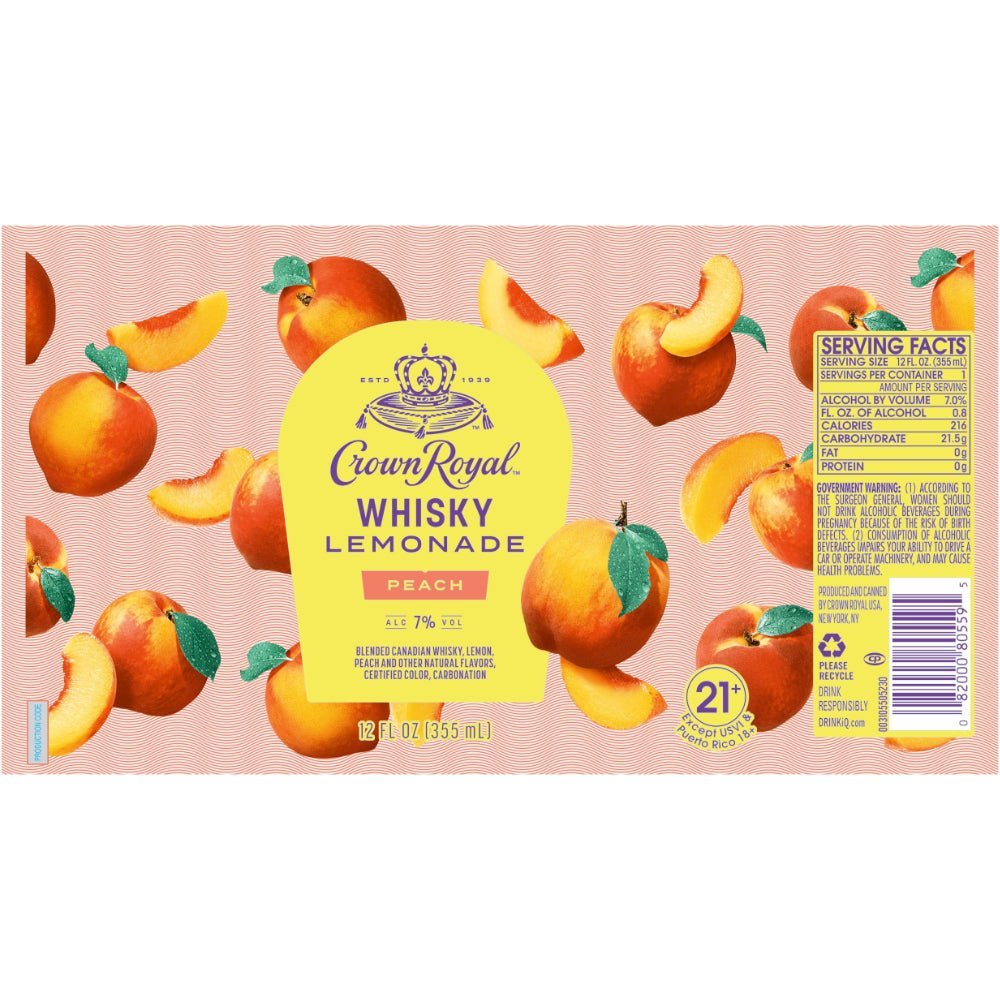 Crown Royal Whisky Lemonade Peach Canned Cocktail Ready-To-Drink Cocktails Crown Royal   