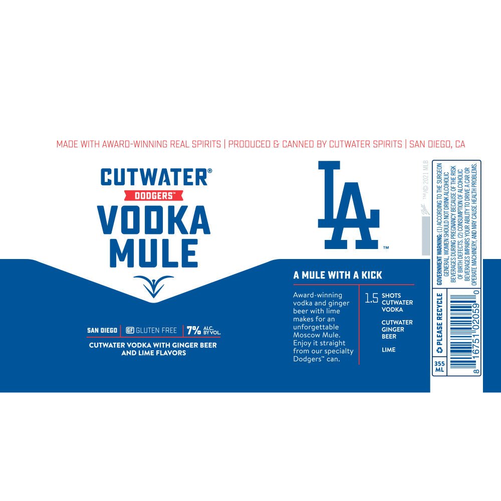 Cutwater Spirits LA Dodgers Vodka Mule Canned Cocktails Cutwater Spirits   