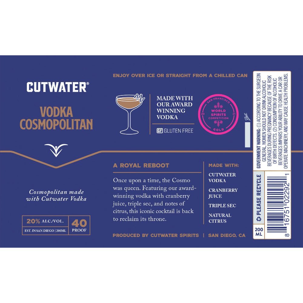 Cutwater Vodka Cosmopolitan 12pk Canned Cocktails Cutwater Spirits   