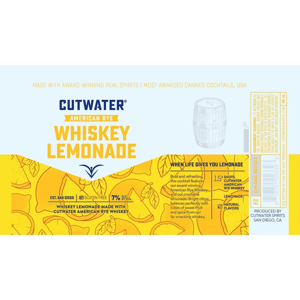 Cutwater Whiskey Lemonade Canned Cocktail Canned Cocktails Cutwater Spirits   