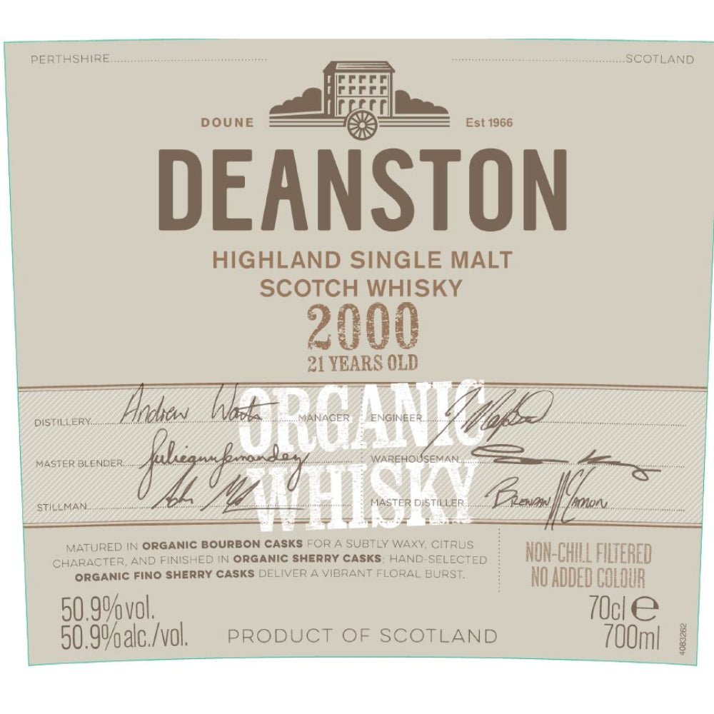Deanston 21 Year Old Organic Whisky Scotch Deanston Whisky   