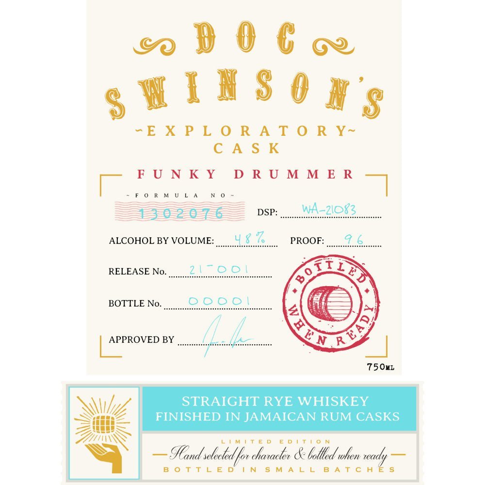 Doc Swinson’s Exploratory Cask Funky Drummer Straight Rye Rye Whiskey Doc Swinson's   