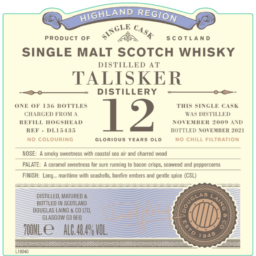 Douglas Laing Old Particular 12 Year Old Talisker Scotch Douglas Laing