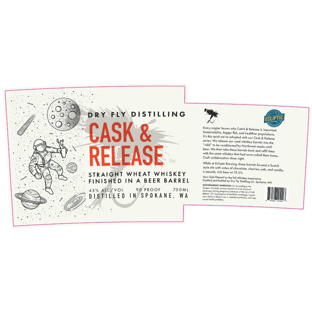 Dry Fly Cask & Release Ecliptic Brewing Beer Barrel Finished Wheat Whiskey Dry Fly Distilling