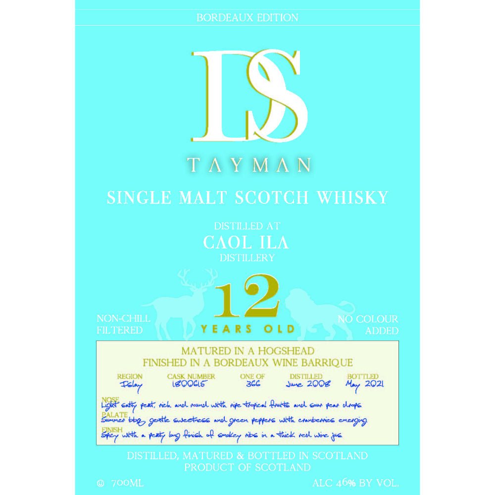 DS Tayman Caol Ila 12 Year Old Single Malt Scotch 2021 Scotch DS Tayman