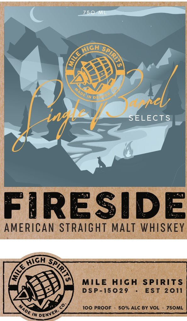 Fireside Single Barrel Selects American Straight Malt Whiskey by Mile High Spirits Straight Malt Whiskey Mile High Spirits