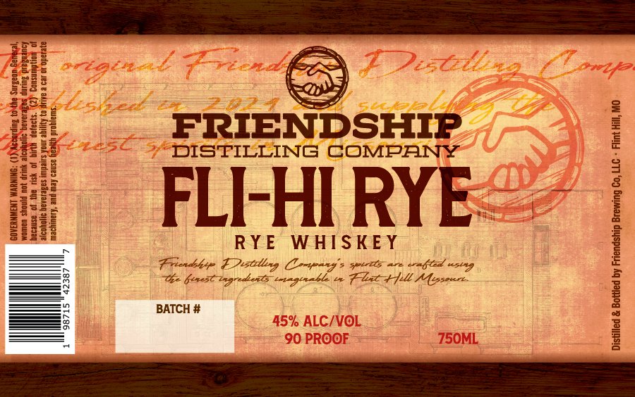 Fli-Hi Rye Whiskey by Friendship Distilling Company Rye Whiskey Friendship Distilling Co.