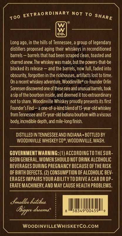 Founder's Find Whiskey Limited Release by Woodinville Whiskey Co.  Woodinville   