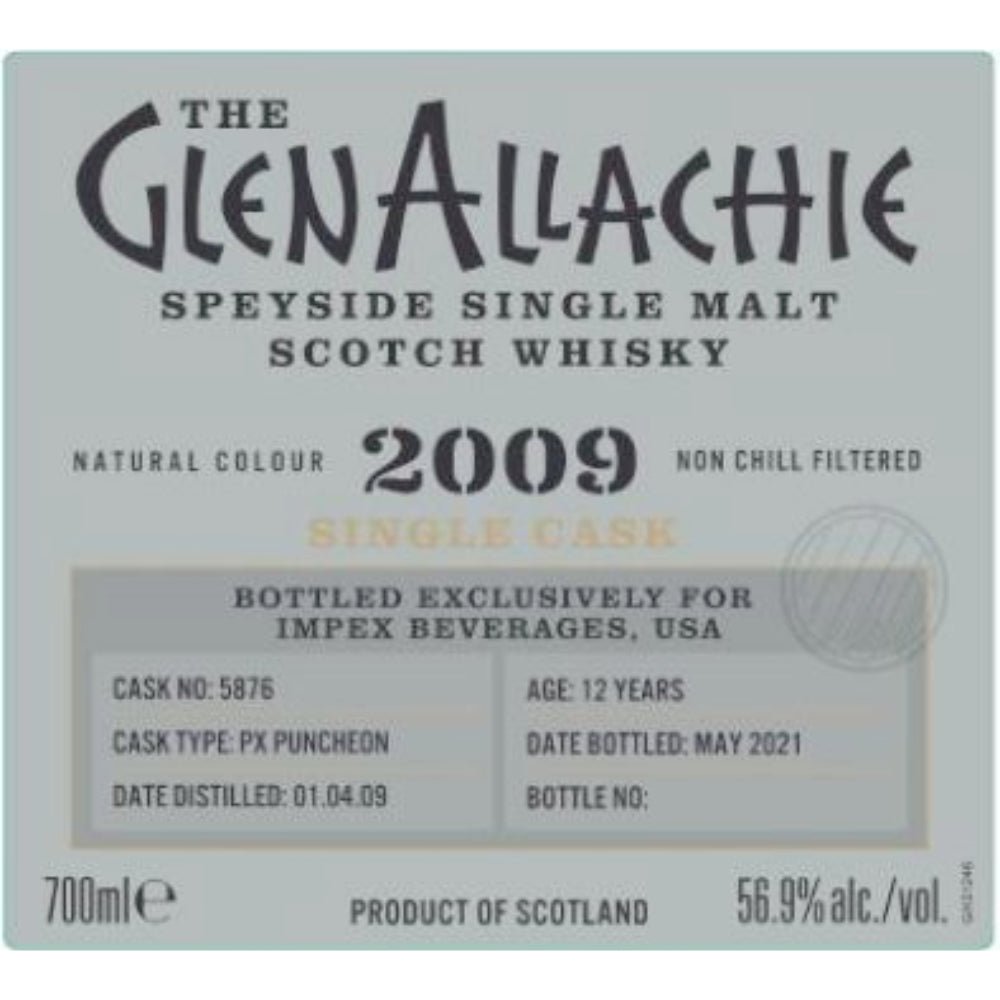 GlenAllachie 2009 12 Year Old PX Puncheon Single Cask #5876 Scotch GlenAllachie   