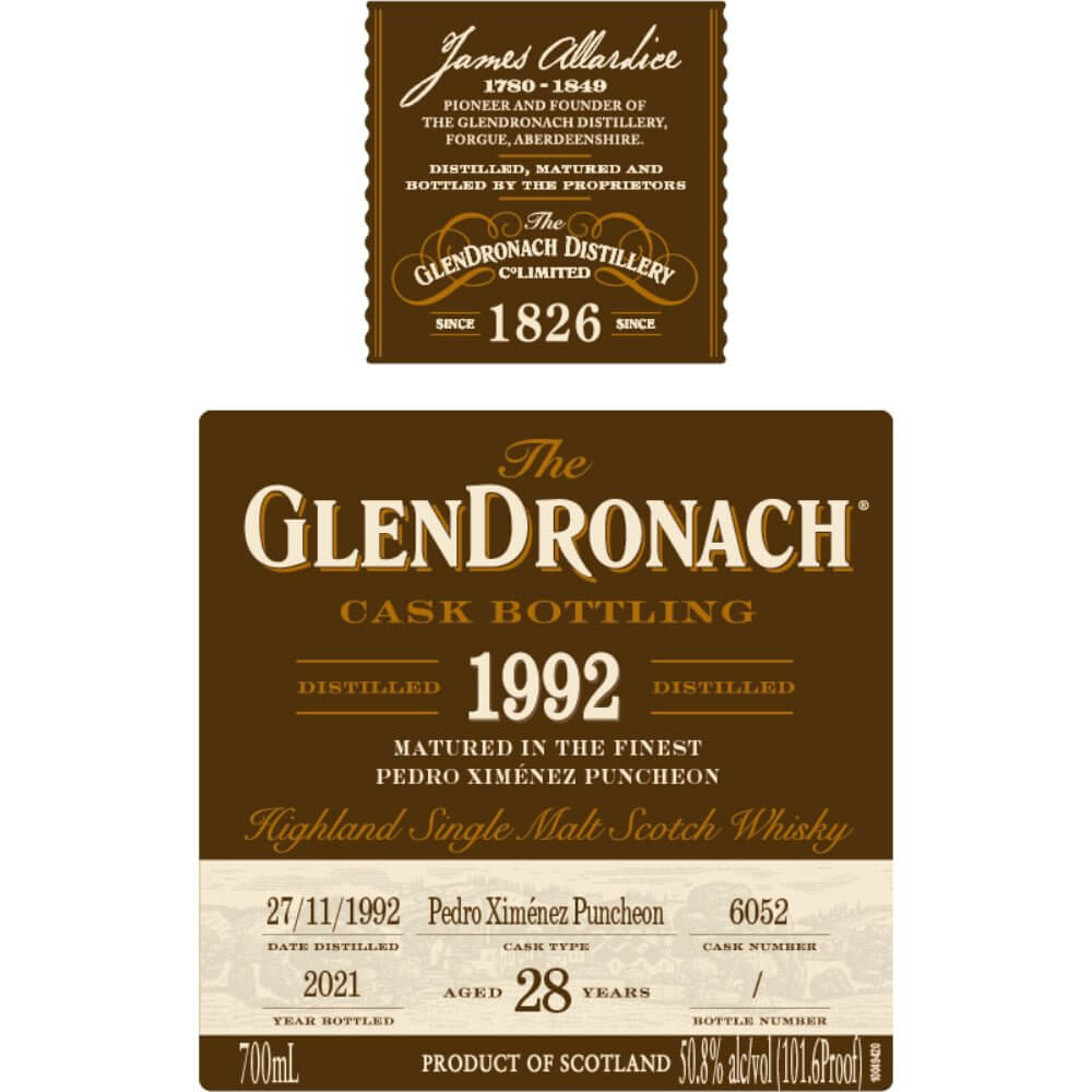 GlenDronach 28 Year Old 1992 Single Cask #6052 Scotch Glendronach