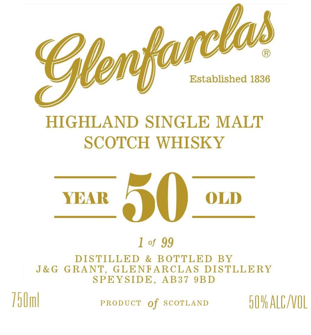 Glenfarclas 50 Year Old Highland Single Malt Scotch Whisky Limited Edition (1 of 99) Single Malt Scotch Whisky Glenfarclas