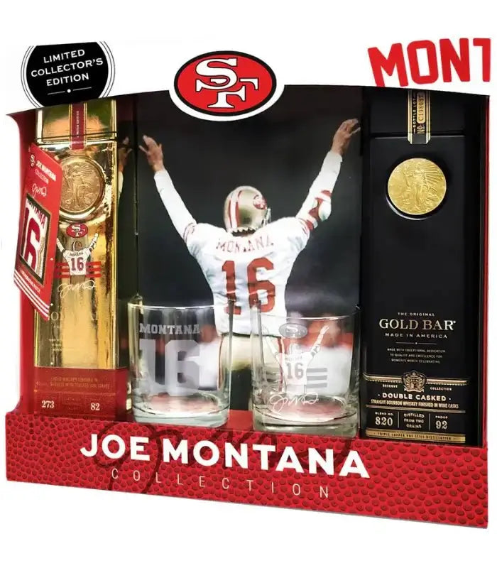 Gold Bar Joe Montana Season Kickoff Collection Gift Set American Whiskey Gold Bar