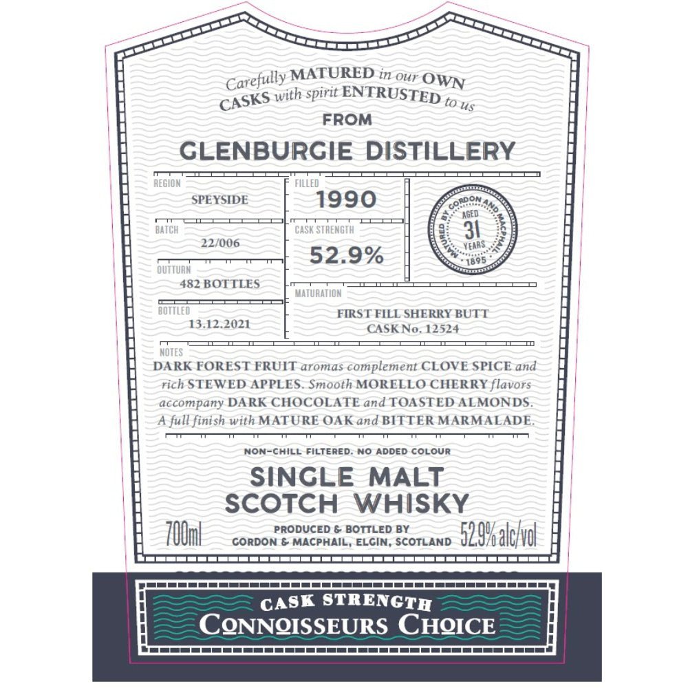 Gordon and Macphail Glenburgie 31 Year Old Connoisseurs Choice Scotch Gordon & Macphail   