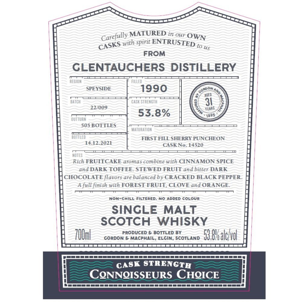 Gordon and Macphail Glentauchers 31 Year Old Connoisseurs Choice Scotch Gordon & Macphail   