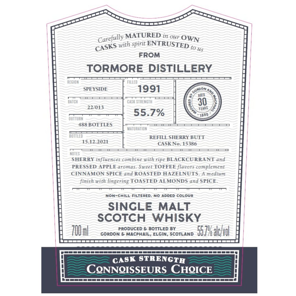 Gordon and Macphail Tormore 30 Year Old Connoisseurs Choice Scotch Gordon & Macphail