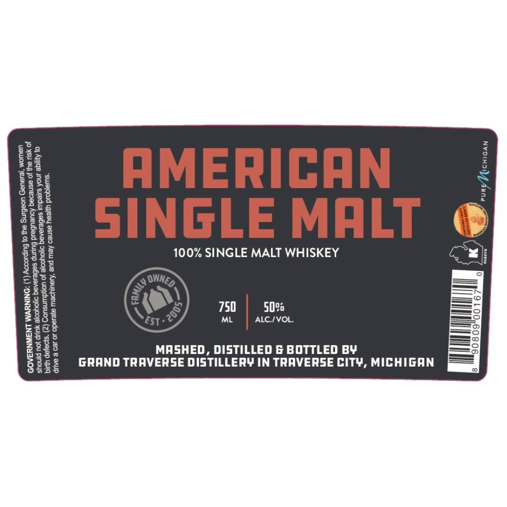 Grand Traverse Distillery American Single Malt Single Malt Whiskey Grand Traverse Distillery