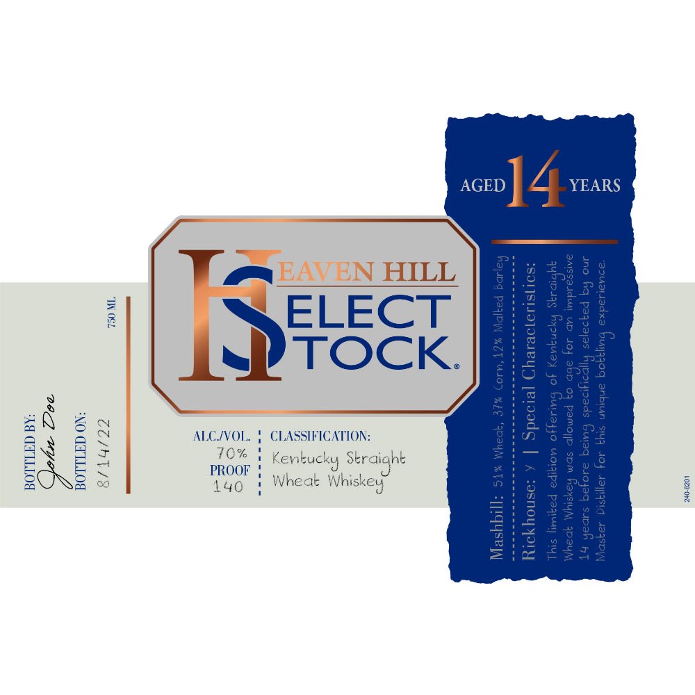 Heaven Hill Select Stock 14 Year Old Wheat Whiskey Wheat Whiskey Heaven Hill Distillery   